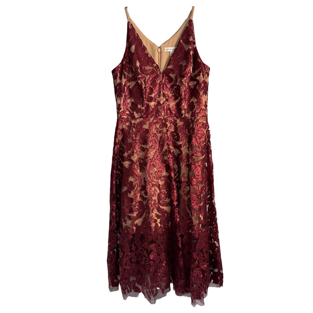 Dress The Population Size Large Burgundy Red‎ Sequin Cocktail Dress NWT